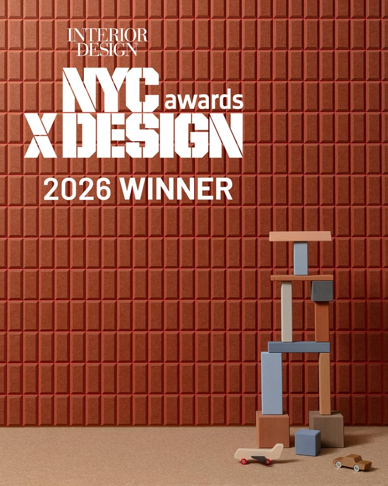 NYC x Design White Logo on Red Wall